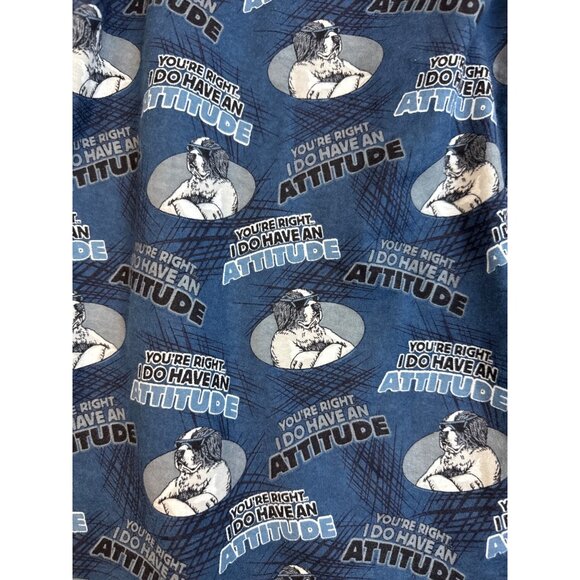 Dog Print Lounge Pant "Youre Right I Do Have An Attitude" Blue White Sz XL - New - Picture 6 of 9